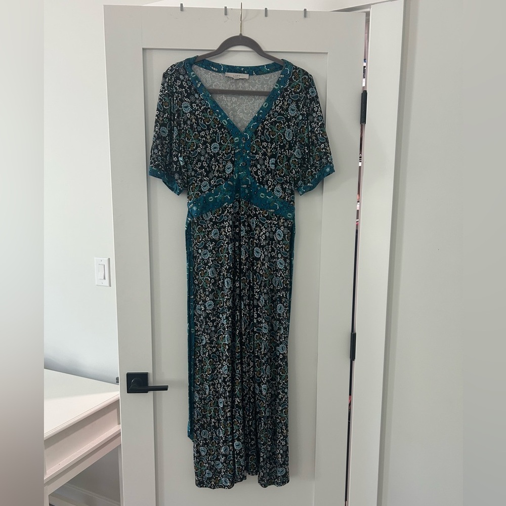 Floral Teal Midi Dress